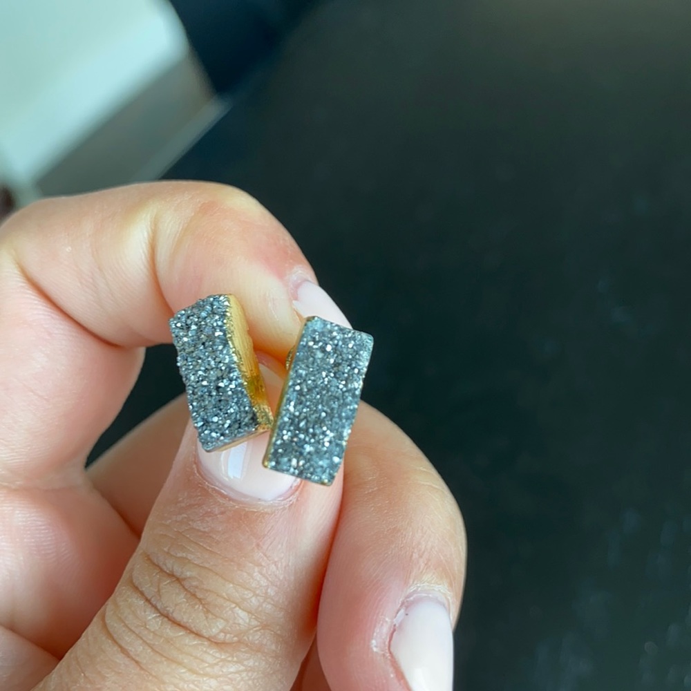 Silver and gold sparkly stud earrings